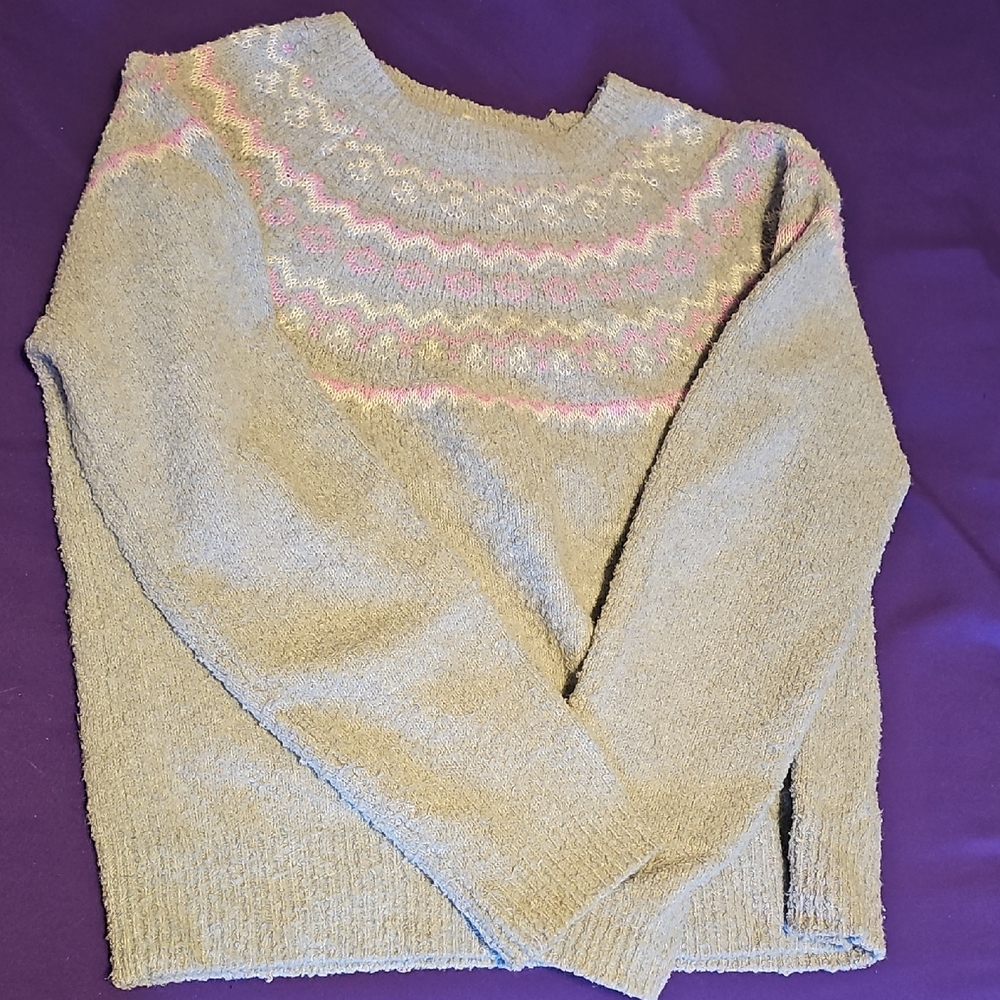 Cat & Jack Gray Sweater with Pink Pattern